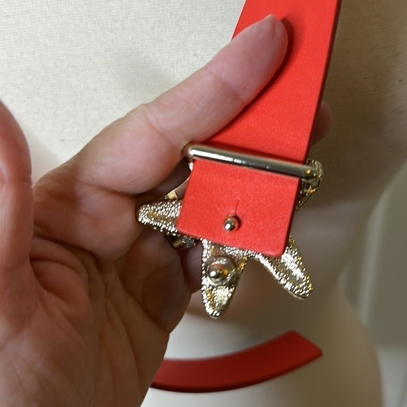 Talbots Leather Reversible Starfish Belt in Tan Orange Gold - Picture 4 of 7